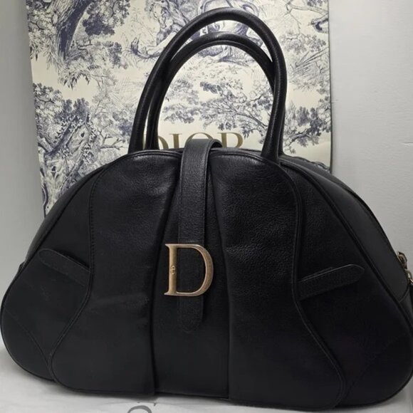 Dior Handbags - Dior Black Double Saddle Leather Bag